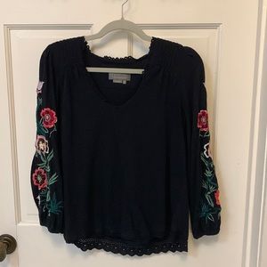 Anthropologie embroidered floral blouse